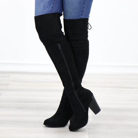*Restock Thigh High Heeled Boots With Lace Up Back - Picture 12 of 16